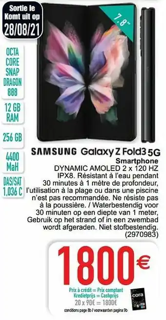 Cora Samsung galaxy z fold 3 5g smartphone dynamic amoled aanbieding