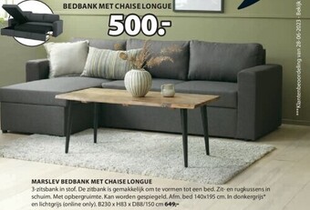 Jysk Marslev bedbank met chaise longue aanbieding