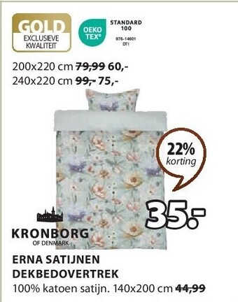 Jysk Erna satijnen dekbedovertrek aanbieding
