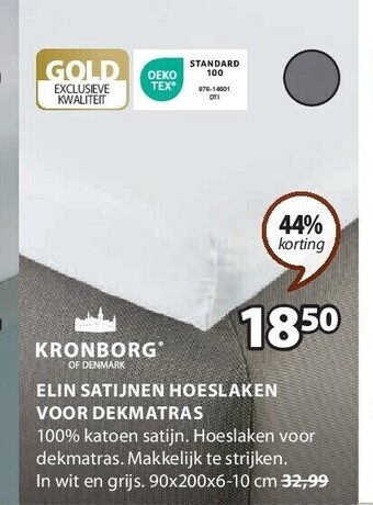 Jysk Elin satijnen hoeslaken voor dekmatras aanbieding
