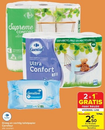 Carrefour Droog en vochtig toiletpapier carrefour aanbieding