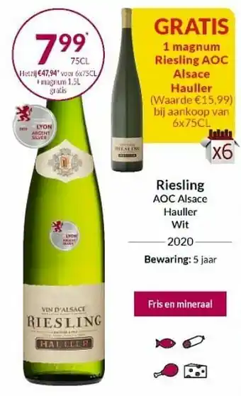 Intermarché Riesling aoc alsace hauller wit 2020 aanbieding