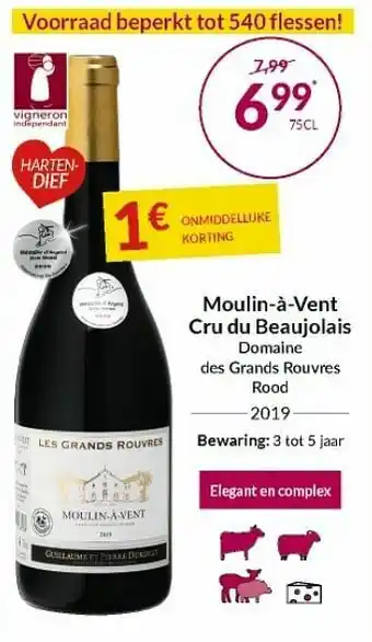 Intermarché Moulin-à-vent cru du beaujolais domaine des grands rouvres rood aanbieding