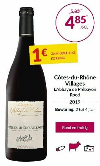 Intermarché Côtes-du-rhône villages l`abbaye de prébayon rood aanbieding