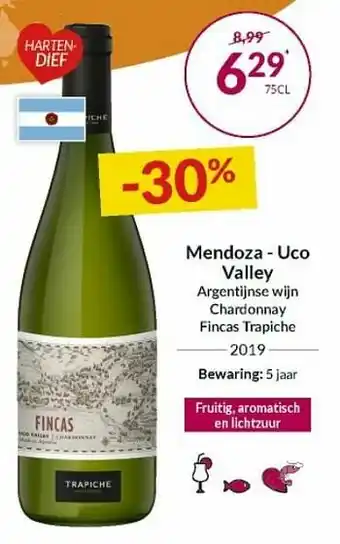 Intermarché Mendoza - uco valley argentijnse wijn chardonnay fincas trapiche 2019 aanbieding