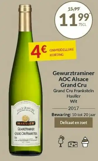 Intermarché Gewurztraminer aoc alsace grand cru grand cru frankstein hauller wit aanbieding