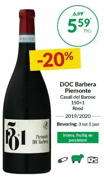 Intermarché Doc barbera piemonte casali del barone 150+1 rood 2019-2020 aanbieding