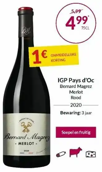 Igp pays d`oc bernard magrcz merlot rood 2020