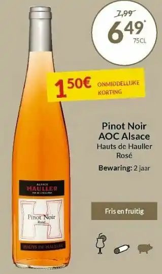 Intermarché Pinot noir aoc alsace hauts dc hauller rosé aanbieding