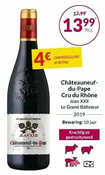 Intermarché Châteauneuf- du-pape cru du rhône jean xxii le grand bâtisseur aanbieding