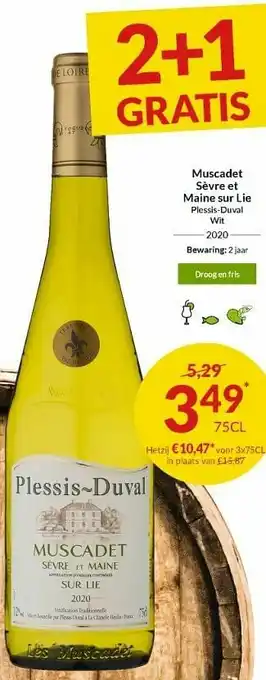 Muscadet sèvre et maine sur lie plessis-duvai wit