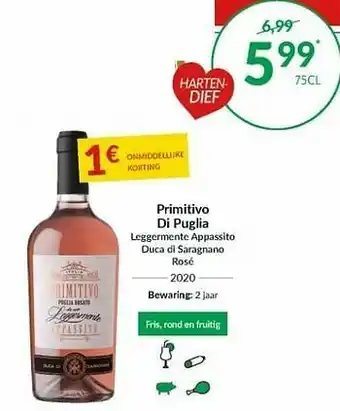 Primitivo di puglia leggermente appassito duca di saragnano rosé 2020