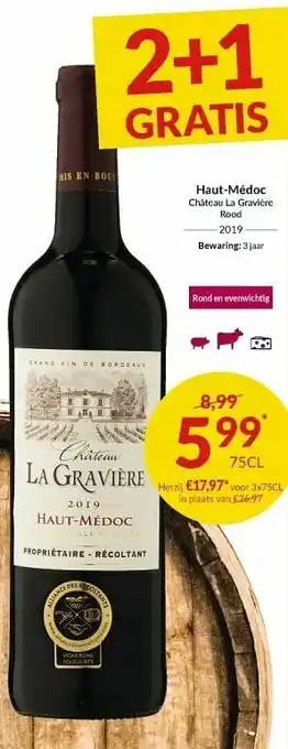 Intermarché Haut-médoc chateau la gravière rood 2019 aanbieding