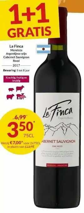 Intermarché La finca mendoza argentijnse wijn cabemet sauvignon rood 2017 aanbieding