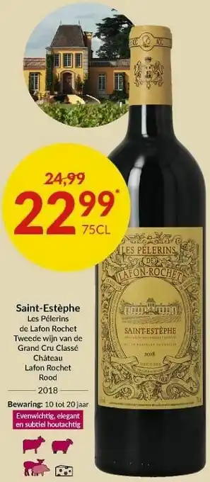 Intermarché Saint-estèphe lcs pélerins de lafon rochet tweede wijn van de grand cru classé châtcau lafon rochet rood aanbieding