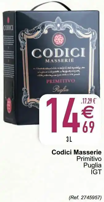 Codici masserie primitivo puglia igt