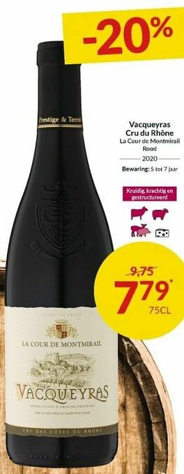 Intermarché Vacqueyras cru du rhône la cour de montmirail rood aanbieding