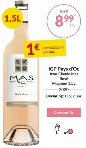 Igp pays d`oc jean-claude mas rosé magnum