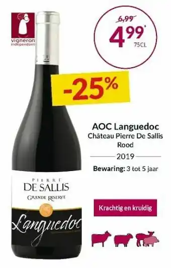Intermarché Aoc languedoc château pierre dc sallis rood 2019 aanbieding