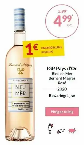 Intermarché Igp pays d`oc bleu de mer bernard magrez rosé aanbieding
