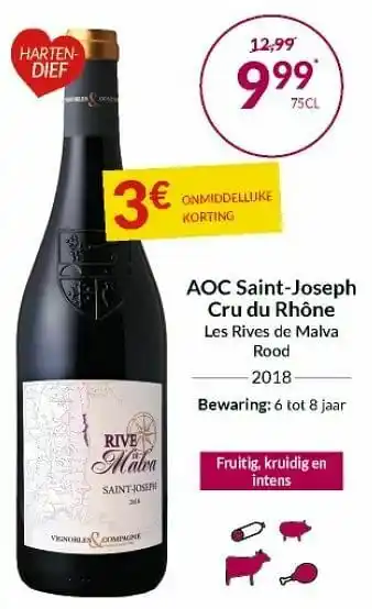 Aoc saint-joseph cru du rhône les rives de malva rood