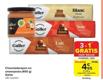 Carrefour Chocoladerepen en smeerpasta (400 g) galler aanbieding