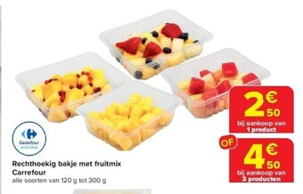 Carrefour Rechthoekig bakje met fruitmix carrefour aanbieding