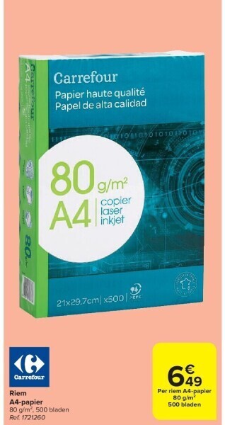 Carrefour Riem a4-papier aanbieding