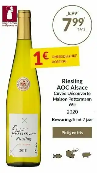 Intermarché Riesling aoc alsace cuvée découverte maison pettermann wit aanbieding