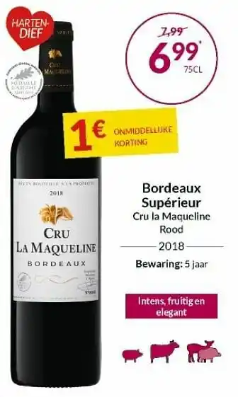 Intermarché Bordeaux supérieur cru la maqueline rood aanbieding