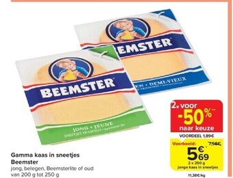 Carrefour Gamma kaas in sneetjes beemster aanbieding