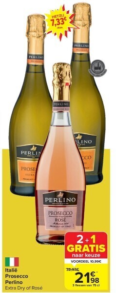Carrefour Italië prosecco perlino extra dry of rosé aanbieding