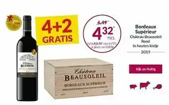 Intermarché Bordeaux supérieur château beausoleil rood ln houten kistje aanbieding