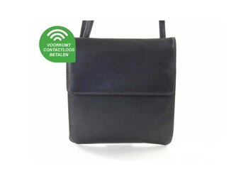 Bol.com Pia ries schoudertas/crossbody 6001-1 leer - zwart aanbieding