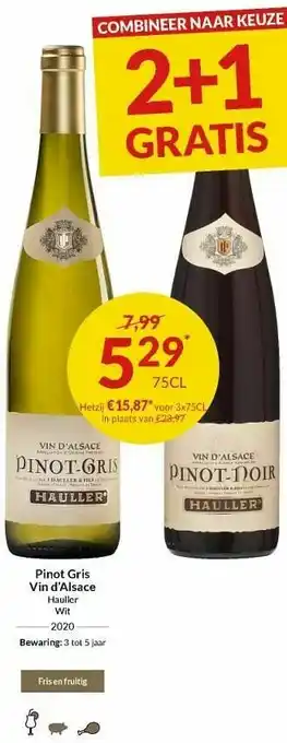 Pinot gris vin d`alsace hauller wit
