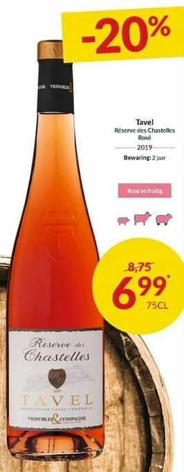 Intermarché Tavel réserve des chastelles rosé aanbieding