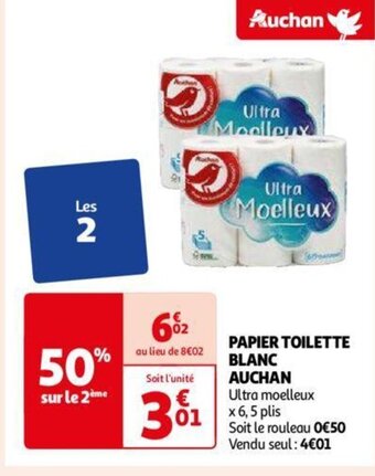 Auchan PAPIER TOILETTE BLANC AUCHAN aanbieding