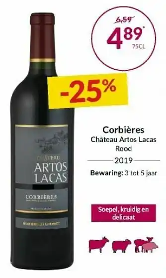 Intermarché Corbières château artos lacas rood 2019 aanbieding