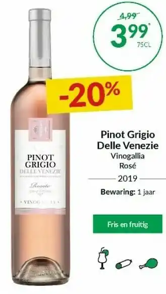 Intermarché Pinot grigio delle venezie vinogallia rosé 2019 aanbieding