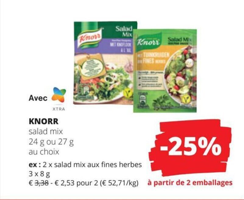 KNORR salad mix 24 g ou 27 g promotie bij Spar