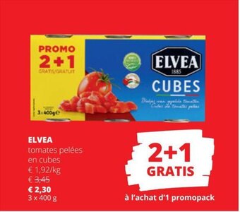 Spar ELVEA tomates pelées en cubes 3x 400g aanbieding