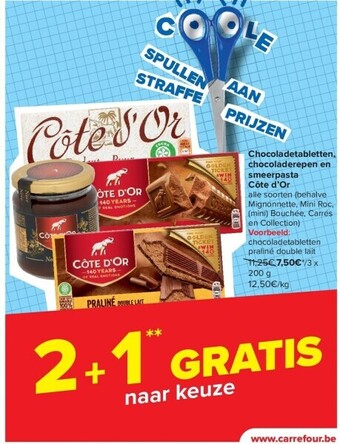 Carrefour Chocoladetabletten, chocoladerepen en smeerpasta côte d’or aanbieding