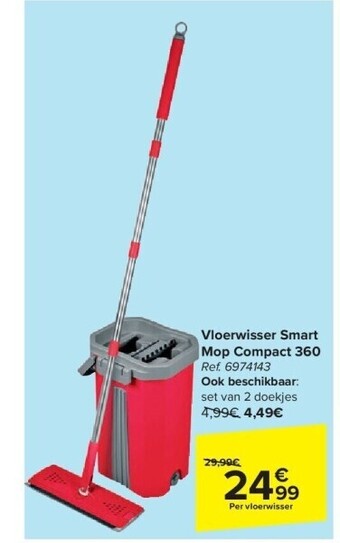 Carrefour Vloerwisser smart mop compact 360 aanbieding