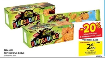 Carrefour Koekjes dinosaurus lotus aanbieding