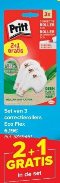 Carrefour Set van 3 correctierollers eco flex aanbieding