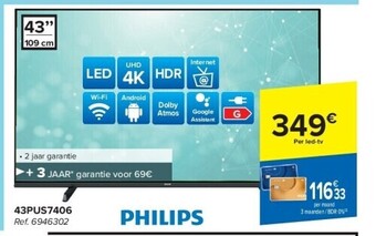 Carrefour Philips uhd 4k led tv 43pus7406 aanbieding
