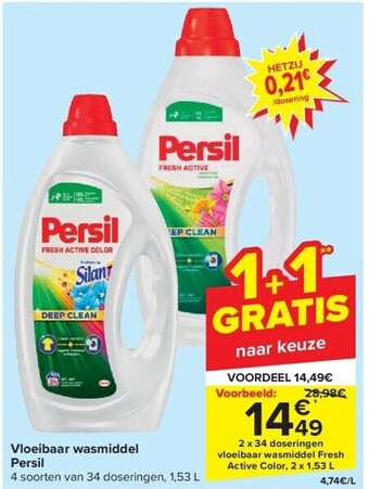 Carrefour Vloeibaar wasmiddel persil aanbieding