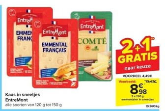 Carrefour Kaas in sneetjes entremont aanbieding