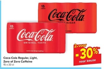 Carrefour Coca-cola regular, light, zero of zero caff eine aanbieding