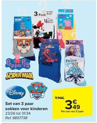 Carrefour Set van 3 paar sokken voor kinderen aanbieding